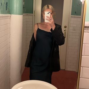 Dark Green Slip Dress with Cowl neck from Zara